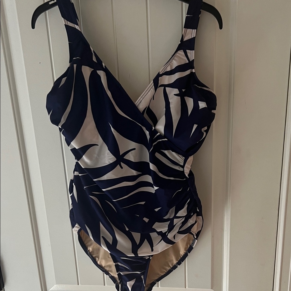 Miraclesuit Navy and White One Piece Swimsuit